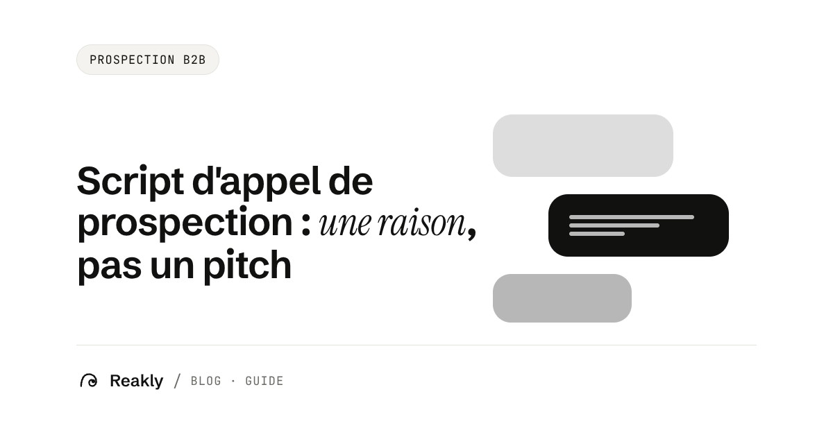 Couverture de l'article Reakly sur le script d'appel de prospection B2B : bulles de conversation représentant un échange téléphonique