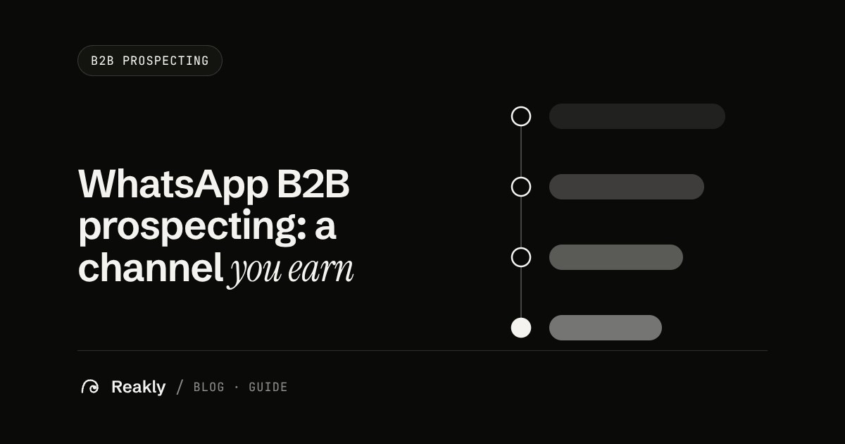 Cover of the Reakly article on WhatsApp B2B prospecting: connected steps of a multichannel sequence